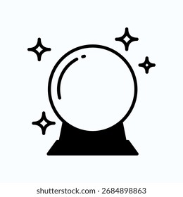 Diseño minimalista de una bola de cristal con estrellas brillantes