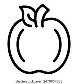 Minimalistic line drawing of an apple, suitable for icons or logos