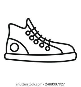 Minimalistische Linienzeichnung eines klassischen Sneakers für Logos, Icons und Design-Elemente