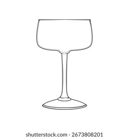 Minimalistic line drawing of classic wine glass in line style. Elegant vector illustration for restaurant design, menu design, posters or beverage related projects.
