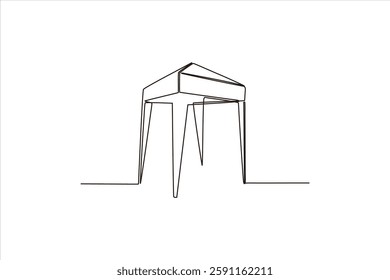 Minimalistic line drawing of a contemporary gazebo structure on a plain background