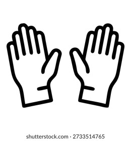 A minimalistic line drawing displays two open hands, facing forward, with clearly defined fingers and palms.