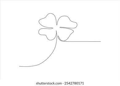 A minimalistic line drawing of a four-leaf clover, symbolizing luck and nature.