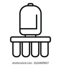 Desenho de linha minimalista de uma lâmpada led em um fundo neutro