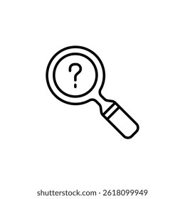 Minimalistic Line Drawing of Magnifying Glass with Question Mark Inside