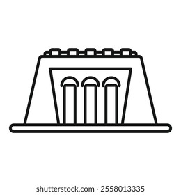 Minimalistic line drawing representing a hydroelectric power station, highlighting the concept of renewable energy