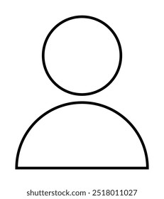 A minimalistic line drawing representing a person, with a circular head and semicircular shoulders. Ideal for avatars, user profiles, interface design, general person symbol, minimalism projects. Simp