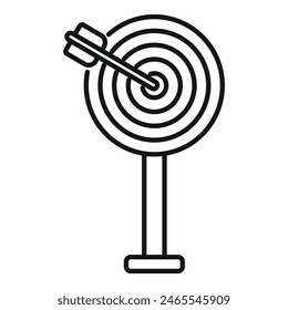 Minimalistic line drawing of a target with an arrow at the center