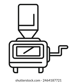 Minimalistic line drawing of a vintage manual pencil sharpener