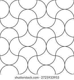 Línea minimalista patrón geométrico sin fisuras. Diseño simple de azulejo blanco negro. Fondo de Formas de círculo Abstractas. Textura de rejilla de Fondo de pantalla para envolver, textil, impresión de la cubierta
