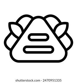Minimalistic line icon featuring a stylized sandwich with lettuce leaves, perfect for menus and food apps