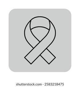 Minimalistic line icon of ribbon on neutral background. Awareness and solidarity for various causes, promoting hope and unity concept