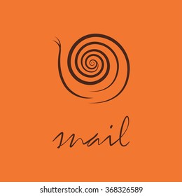 Minimalistic Line icon snail logo. Side view and profile. Simple cochlea vector illustration. Minimal logotype for your business. Stylized symbol of cochlea

