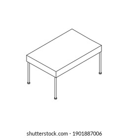 Minimalistic line icon table vector isolated on white background. Simple work desk or dinner table outline icon on top view. Modern office table vector, study desk. Teble linear vector illustration