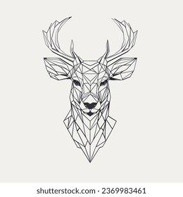 minimalistic line logo of deer, geometrical deer, vectorized.