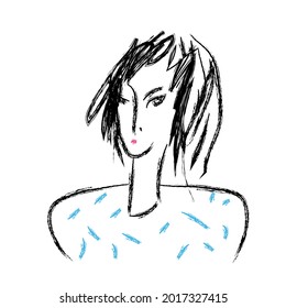 Minimalistic line portrait of a girl. Fashion concept.