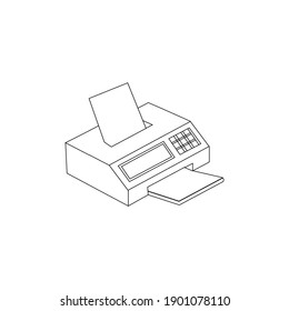 Minimalistic line printer vector isolated on white background. Simple photocopier outline icon. Modern office printer device line vector on top view. office equipment outline Illustration