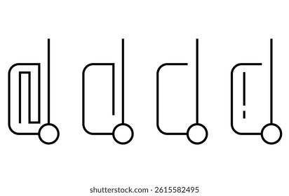 Minimalistic line suitcase icon set with white background.