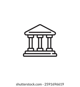 A minimalistic, linear bank icon on a white background