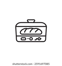 A minimalistic, linear bread maker icon on a white background
