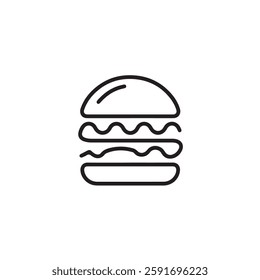 A minimalistic linear burger icon, clean lines on a white background