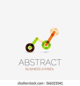 Minimalistic linear business icons, logos, made of multicolored line segments. Universal symbols for any concept or idea. Futuristic hi-tech, technology element set