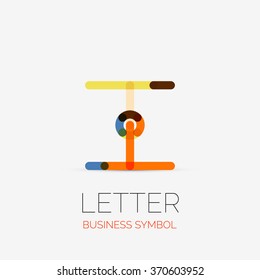 Minimalistic linear business icons, logos, made of multicolored line segments. Universal symbols for any concept or idea. Futuristic hi-tech, technology element set