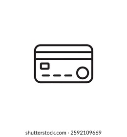 A minimalistic, linear credit card icon on a white background