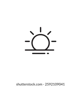 A minimalistic, linear day mode, sun icon on a white background