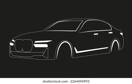 Minimalistic linear illustration of a modern car. Contour of the car.