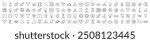 Minimalistic Linear Illustrations of Data and Analytics. Contains Icons of Puzzle, Funnel, Gear, Cogwheel, Spaceship that Can Be Used for Design of Cards, Posts, Apps, Web Sites
