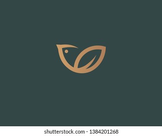 Minimalistic linear logo golden bird icon for business company