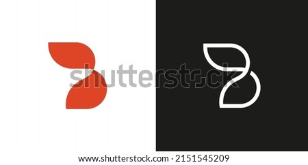 Minimalistic linear logo monogram letter B in modern style. Vector illustration