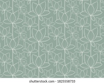Minimalistic linear pattern lotus flower vector graphics