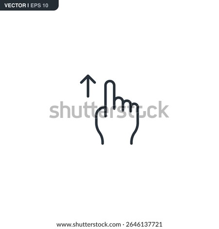 A minimalistic linear swipe up icon. Used for unlocking, scrolling, revealing content. Great for tutorials and input screens.