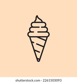 Minimalistic linear vector ice cream icon. Fast food icon and icon for restaurant menu concept design.