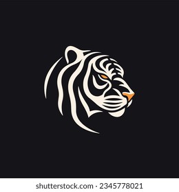 Minimalistic Linear Wavy Logo Subtle Tiger Gracefully Illustrated