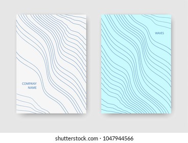 Minimalistic lines background. Abstract vector cover template with the texture of the waves and landscape. 
