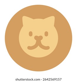 Minimalistic lion head emblem for kids. Lion king with fluffy mane. Symbol or icon for bravery, winners, and champions. Lion cub sticker in simple cute style. Flat vector design illustration. EPS 10.