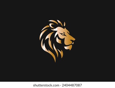 minimalistic lion logo. golden gradient