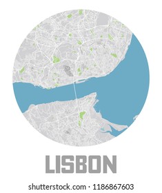 Minimalistic Lisbon city map icon.