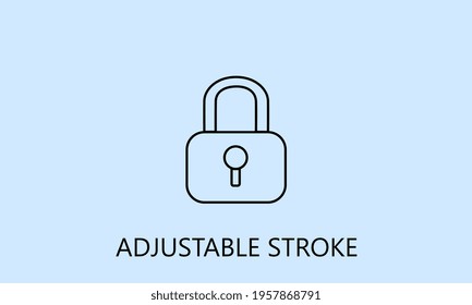 minimalistic lock icon, logo or symbol with fully ajustable strokes