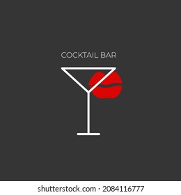 Minimalistic Logo For Alcohol Bar, Shop, Restaurant. A Martini Glass On A Black Background With The Inscription 