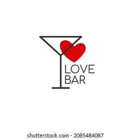 Minimalistic Logo For Alcohol Bar, Shop, Restaurant. A Martini Glass On A White Background With The Inscription 