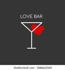 Minimalistic Logo For Alcohol Bar, Shop, Restaurant. A Martini Glass On A Black Background With The Inscription 