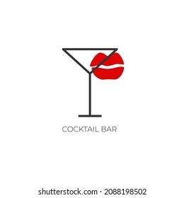 Minimalistic Logo For Alcohol Bar, Shop, Restaurant. A Martini Glass On A White Background With The Inscription 