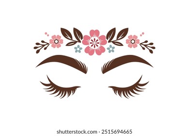 minimalistic logo for beauty salon r brow or lashes artist with flowers