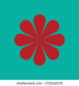 Minimalistic logo in contrasting complementary colors. Red geometric flower. EPS 10
