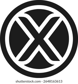 Minimalistic logo design featuring the abstract letter x within a circle