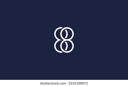 Um design de logotipo minimalista com dois círculos entrelaçados que lembram o número 8.